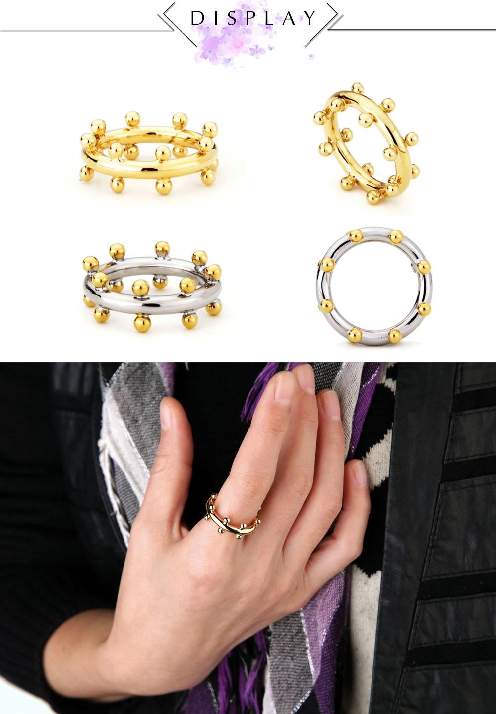 Gold Plating Groove Copper Ring with Beads