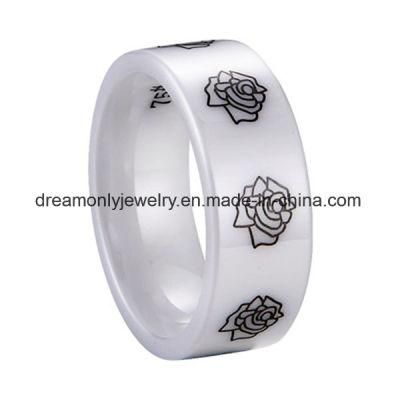 New Arrival Flower Ceramic Rings with Laser Flowers