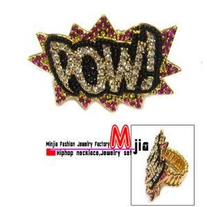 New Iced out Pow! Adjustable High Quality Finger Ring - Mr21