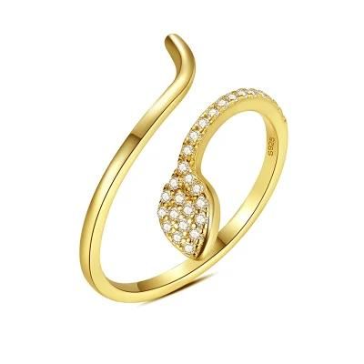 925 Sterling Silver Ring Snake Zircon Adjustable Ring for Women Party Light Luxury Personality Fine Jewelry Gift