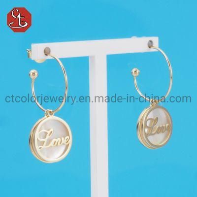 Love Silver Earring Gold Color Shell Earring Lovely Korean Style