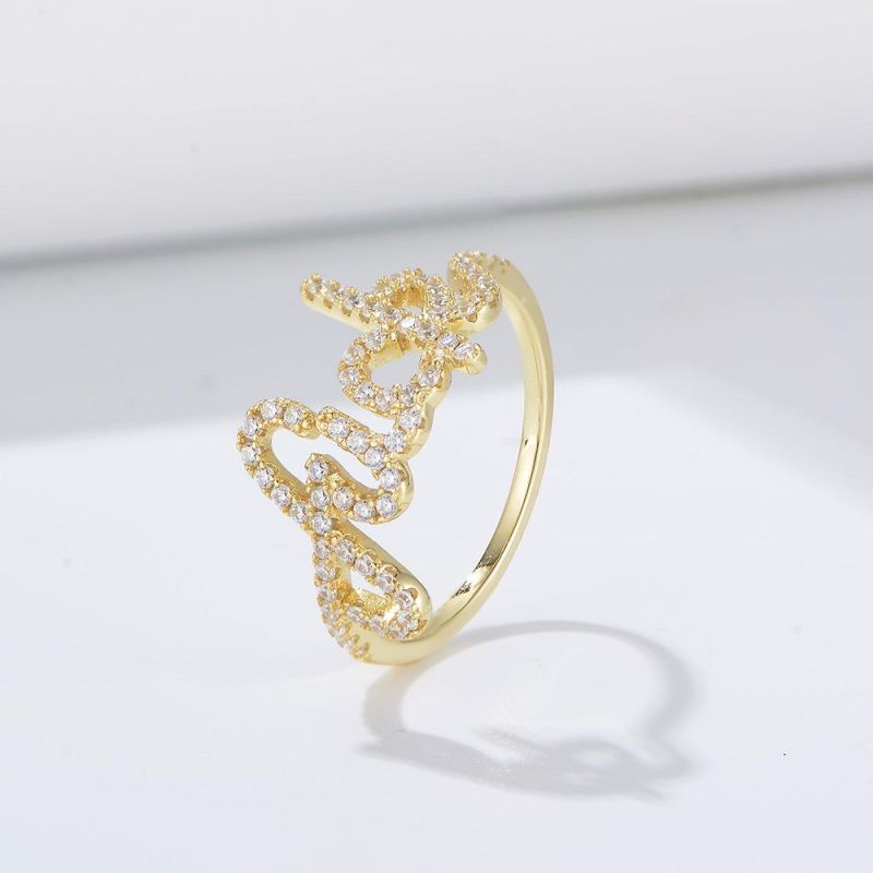 Fashion English Letter Filling Zircon Nice Design Ring