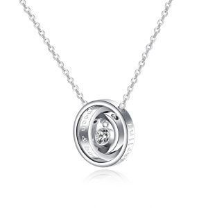 Three-Color Three-Ring Interlocking Pendant Necklace