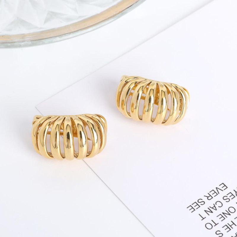 Fashion Luxury Real 18K Gold Big Dangle Hoop Stud Earrings Chain Link Hoop Earrings Jewelry Factory