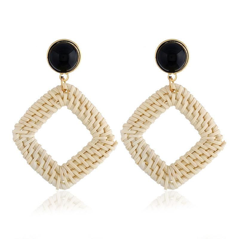 Women Girls Fashion Jewellery Geometric Tassel Woven Handmade Earrings