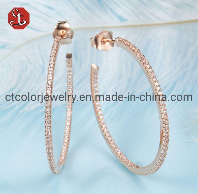 Round Hoop Silver Earrings Fashion Dangle Drop Earring Silver or Brass accessories Jewelry