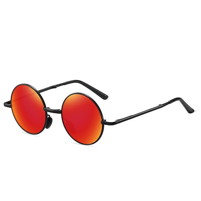 Delicate Foldable Multi Colors Ultra-Light Metal Round Keyhole Sunglasses