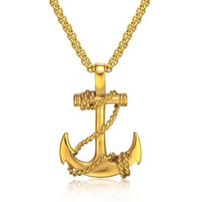 Stainless Steel Anchor Pendant Necklace with Stainless Steel Chain for Mens