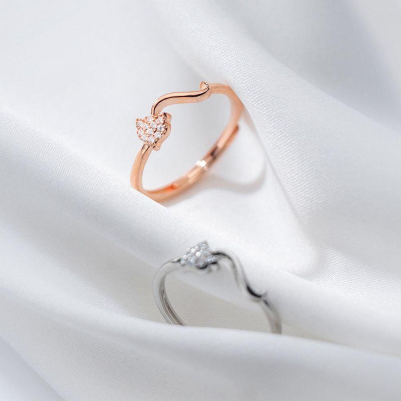 Real 925 Sterling Silver Ring Cute Fox Zircon Exquisite Adjustable Ring Women Wedding Girls Fashion Jewelry Gift