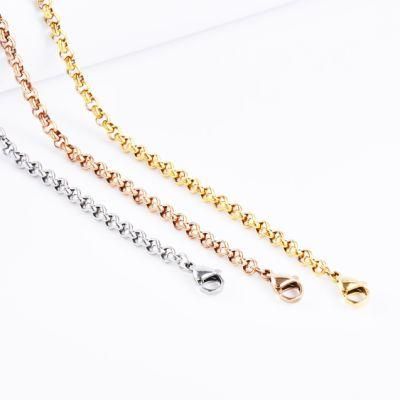 Factory Supplier 316 Stainless Steel Classic Gold Plated Belcher Rolo Chain Necklace Bracelet Anklet Fashion Jewelry