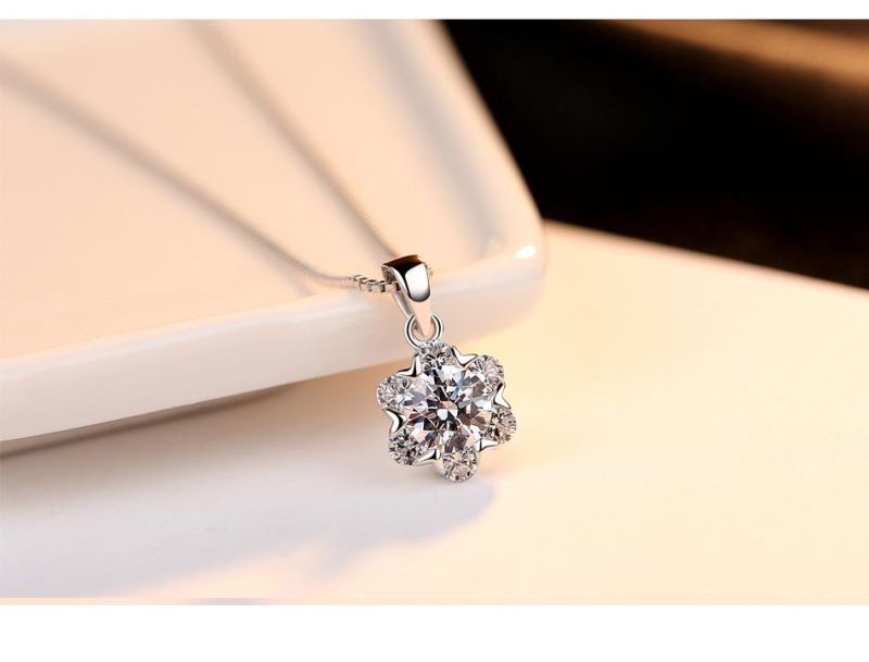 Hotsale Cubic Zircon Snowflake Sterling Silver Rings Pendant Necklace