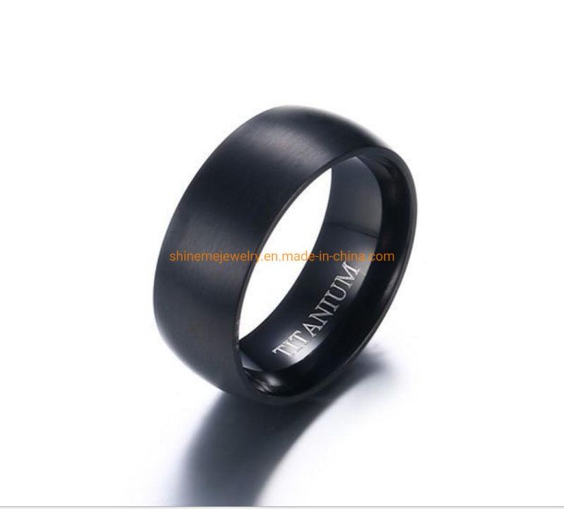 Factory Wholesale Fashion Jewelry Men Rings Solid Titanium Jewelry Fashion Men′s Rings Classic Black Titanium Rings Tr1996