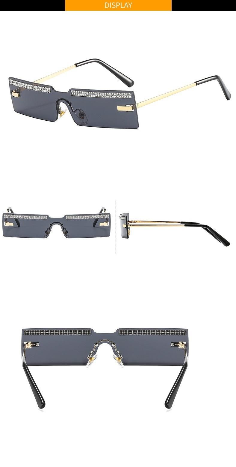 2022 Rimless Square One Piece Diamond Sunglasses