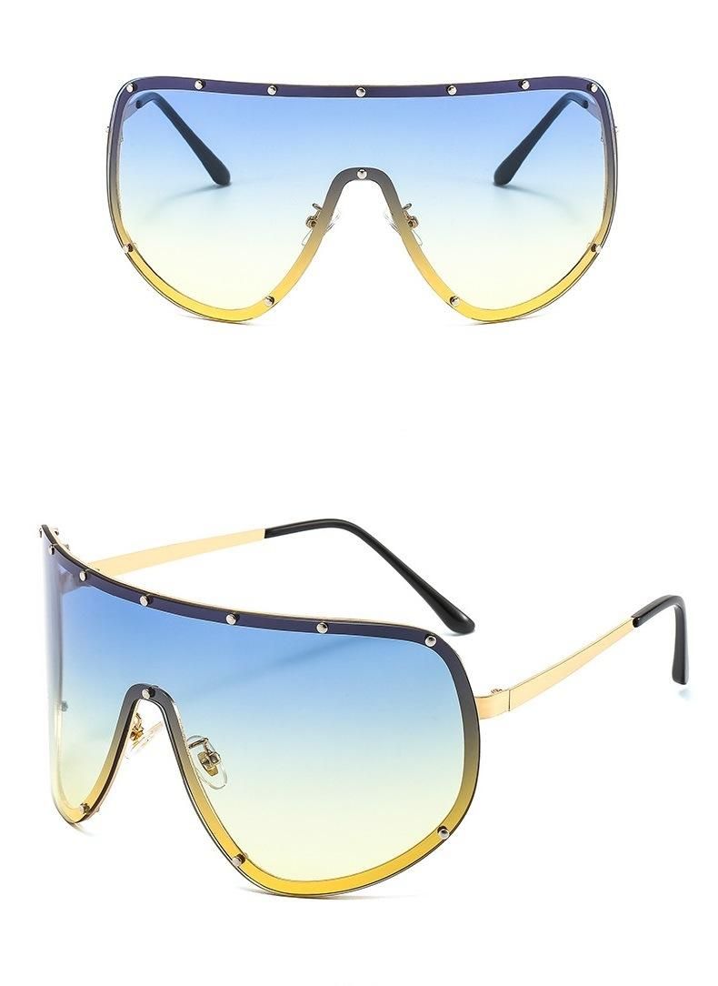 Large Frame Metal Sunglasses for Men and Women with Wind and Sand UV400 One-Piece Sunglasses