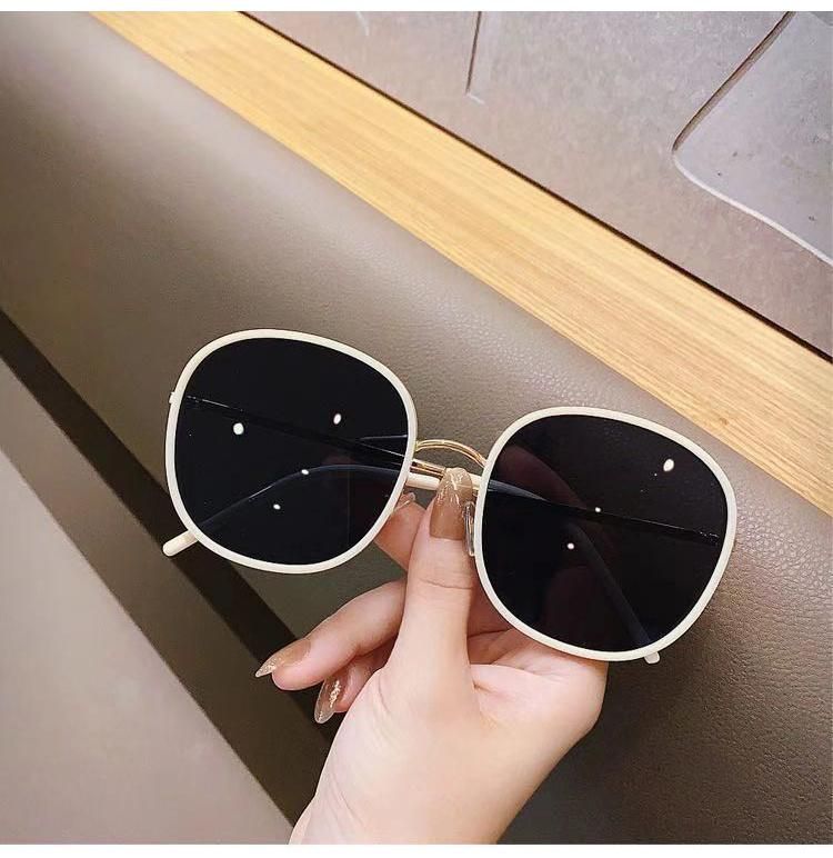 Glasses European and American Trend Sunglasses Net Red Rice White Main Color Metal Glasses Personality Street Shooting Big Frame Ladies Sunglasses