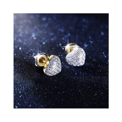 Fashion Hiphop Jewelry 14K Gold Plated Heart Shape Womens Earrings