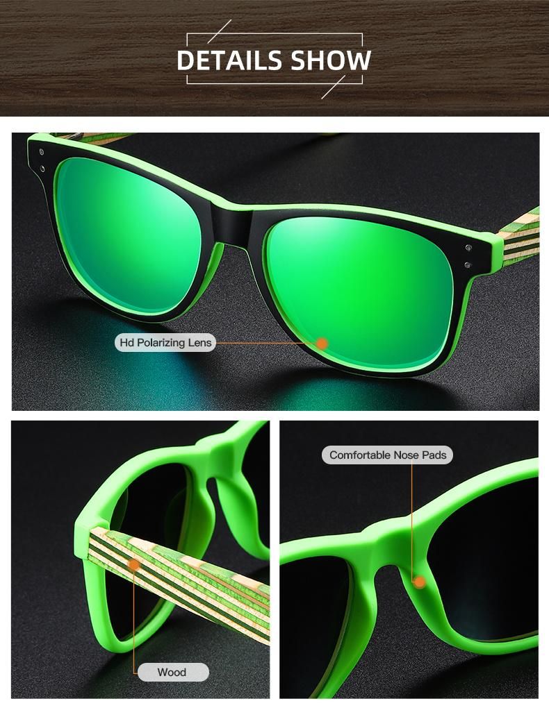 Promotion Wooden Sunglasses Custom Plastic Frame Cheap Gift Wooden Black Plastic Frame Sun Glasses Promotional Sunglasses