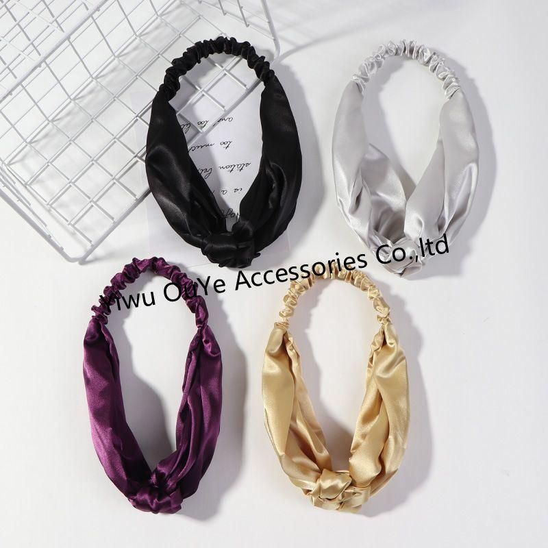 Fashion Non-Slip Wide-Brimmed Solid-Color Ribbon Elastic Headbands Hair Accessories Hairband