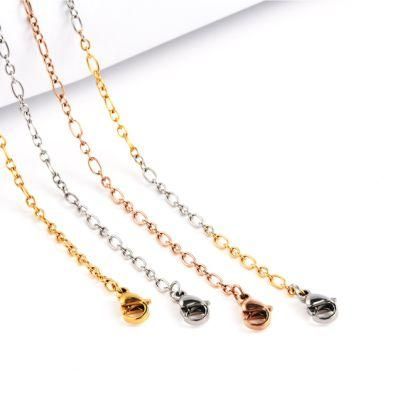 Popular Ladies&prime; Jewelry Accessories Fashion Silver Color Stainless Steel Figaro Cable Chains Anklet Bracelet Necklace with Clasp