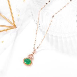 Gold-Plated Stainless Steel Mini Agate Gourd Charm Necklace