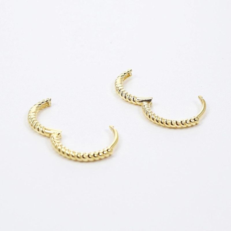 Custom Fashion 18K Gold Plated Jewelry 925 Sterling Silver Circular Twist Rope Huggie Hoop Earrings for Men Women