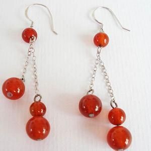 Fashion Natural Gemstone Carnelian Crystal Beaded Earring