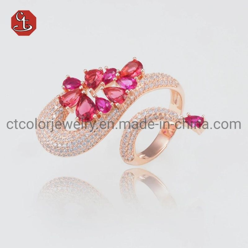Fashion European Jewelry Sapphire Crystal CZ Brass or Silver Ring