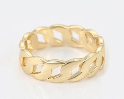 Cheap Simple Design Chain Type Ring Jewelry, 14K Gold Color Copper Alloy Neutral Finger Ring