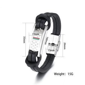 &#160; Fashion Engrave Stainless Steel Accessories &#160; Double Leather &#160; Chain Men Bracelet &#160;
