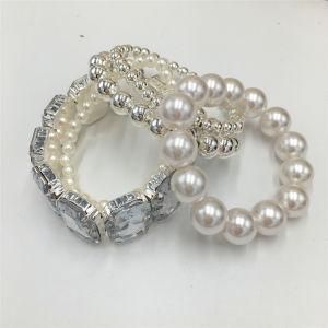Wholesale White Beads Bracelet with Glass Stone on The Elastic