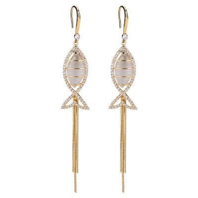 2022 New Trendy Fashion Fish Shape Pendant Long Snake Tassel Drop Fishhook Earrings for Women Accessories