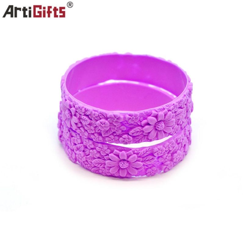 Custom Cheap Plastic Silicone Bracelet with Embossed Logo