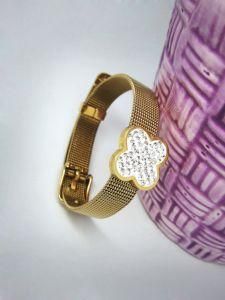 Customized Stainless Steel Gold Plated Bling Bangle (BC1311)