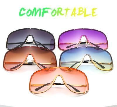 Large Frame Metal Sunglasses for Men and Women with Wind and Sand UV400 One-Piece Sunglasses