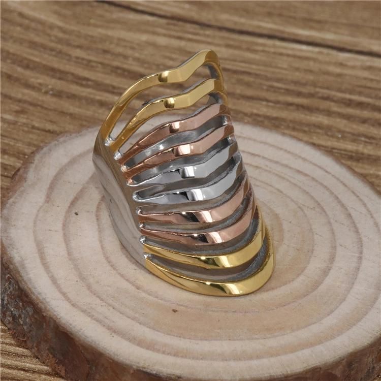New Design Factory Directly Selling European and American Popular Women′ S Three Colors Titanium Steel Ring
