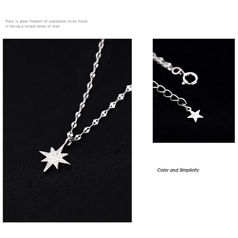 Simple Star Moon Double Necklace Flash Crystal Niche Clavicle Chain Pendant Necklace