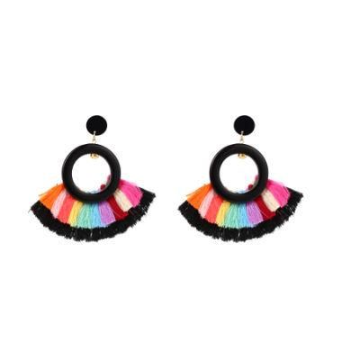 Bohamian Fashion Ear Jewelry Rainbow Tassel Stud Earrings