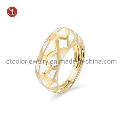 New Arrival jewellery 925 Silver Enamel Ring Plated Gold Jewelry Ring
