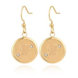 Cute Crown Wooden Horse Bear Charm Stainless Steel Kid Earring