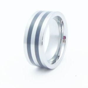 Black Plated Stripe Tungsten Rings Jewelry