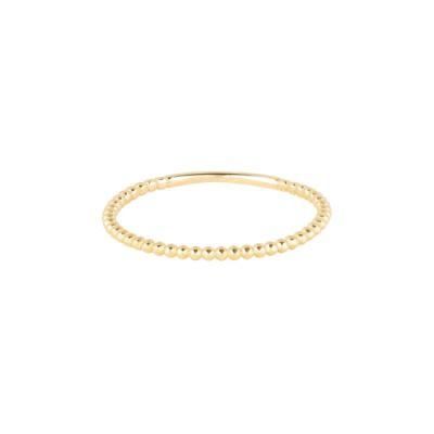 18K Solid Gold Beaded Ring with Diamond for Women