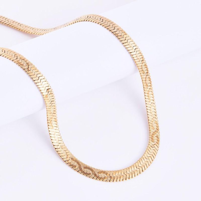 Wholesale Popular Gold Plated Alloy Fashion Jewelry Ultra New Embossed Flat Thin Herringbone Chains Necklace for Bracelet Bag Costume Decoration