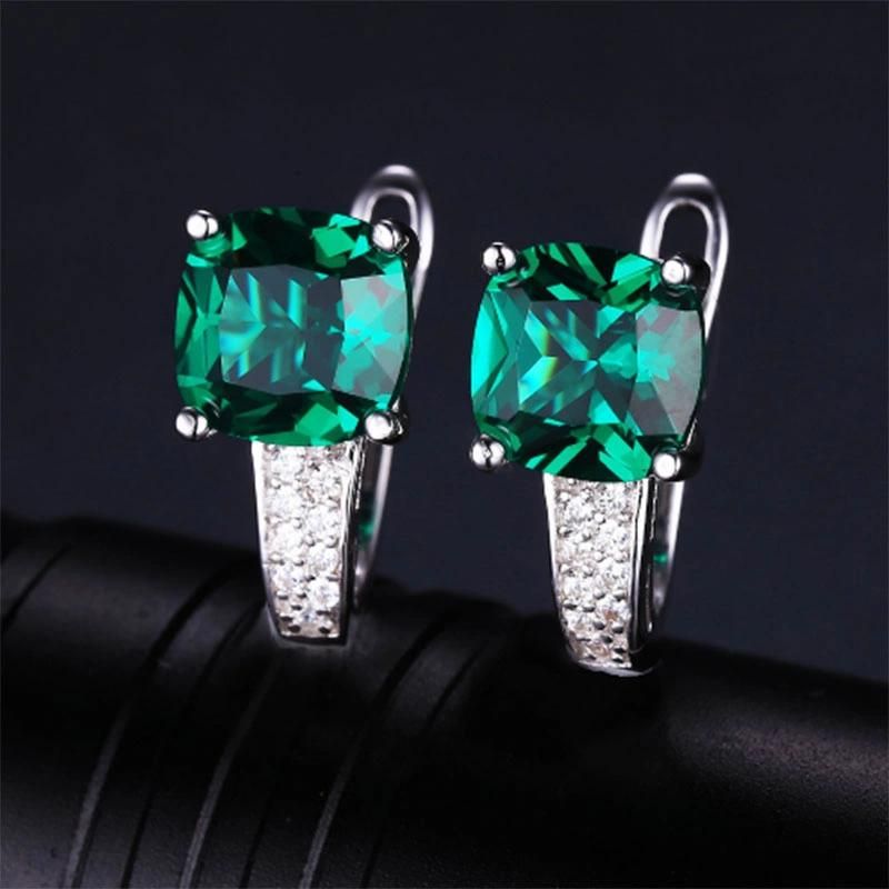 Wholesale 925 Sterling Silver Jewelry Created Emerald Pendant Necklace for Women