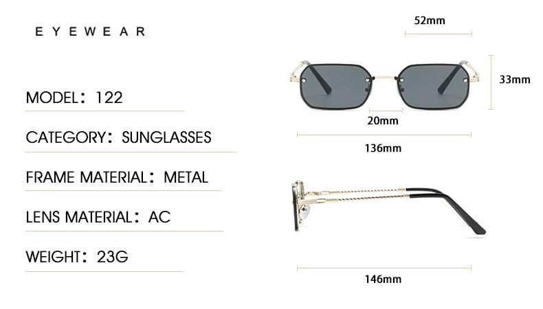 Sunglasses for 2022 New European and American Frameless Fashion Sunglasses Square Ins Ocean Piece Personality Sunglasses Cross-Border Trend Street Shooting