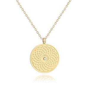 Fashion Trendy Stainless Steel Charm Round Circle Pendant Necklace
