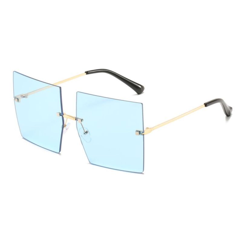 2020 No MOQ Square Metal Big Lens Fashion Sunglasses
