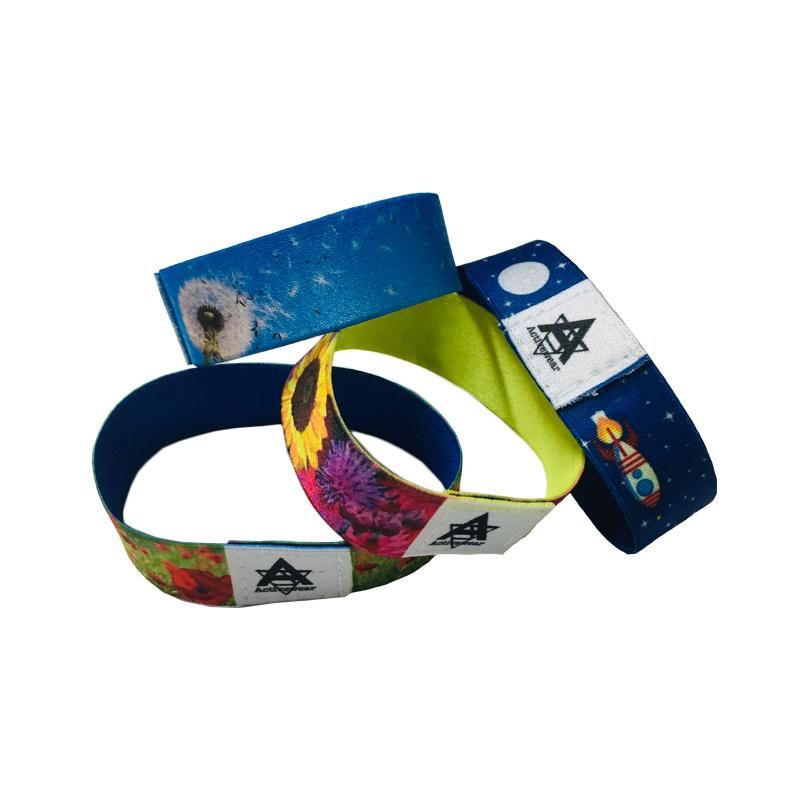 Reusable Stretch Woven Labeled Sublimated Elastic Wristband for Events