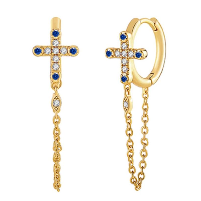 Wholesale Earring Christian Cross Dangle Chain Earrings Easter Jewelry Hoop Earrings Women