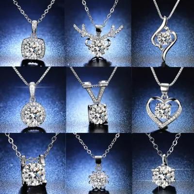 One Carat Mo Mo Stone Clavicle Chain Six Claw Heart Shaped Cow Head Pendant Necklace
