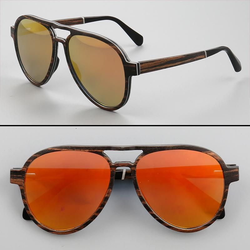 Wood Wooden Sunglasses with Mirror Lens New